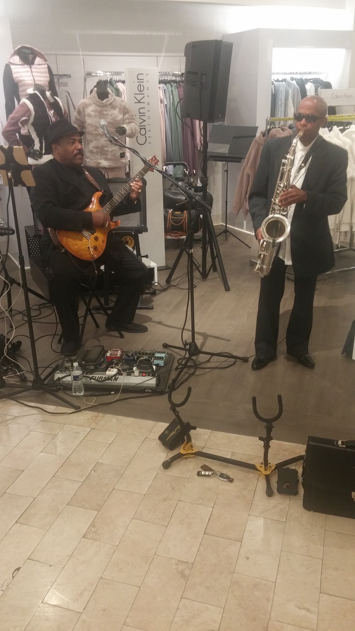 Johnny Long playing Tenor Sax for Lord & Taylor Fashion Show in Bethesda, MD with guitarist Mike Nelson
